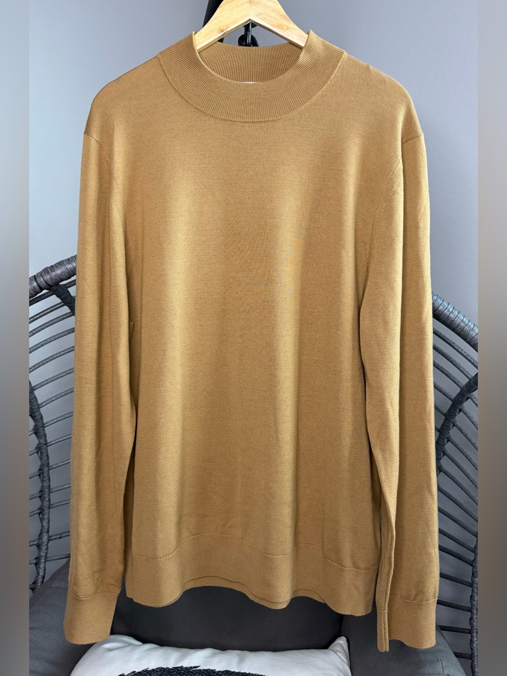 Sandro Men's Crewneck Sweater in Camel Brown. XXL